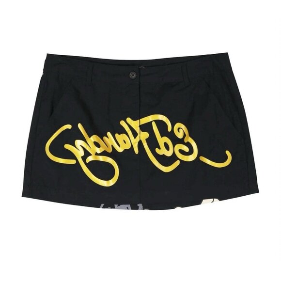 Ed Hardy Skull Poplin Mini Skirt Women’s Sz XL Black Red Multi - Picture 15 of 15